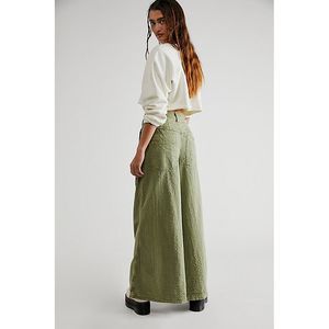 Pieces Of Us Textured Wide-leg Pants In Dried Herb